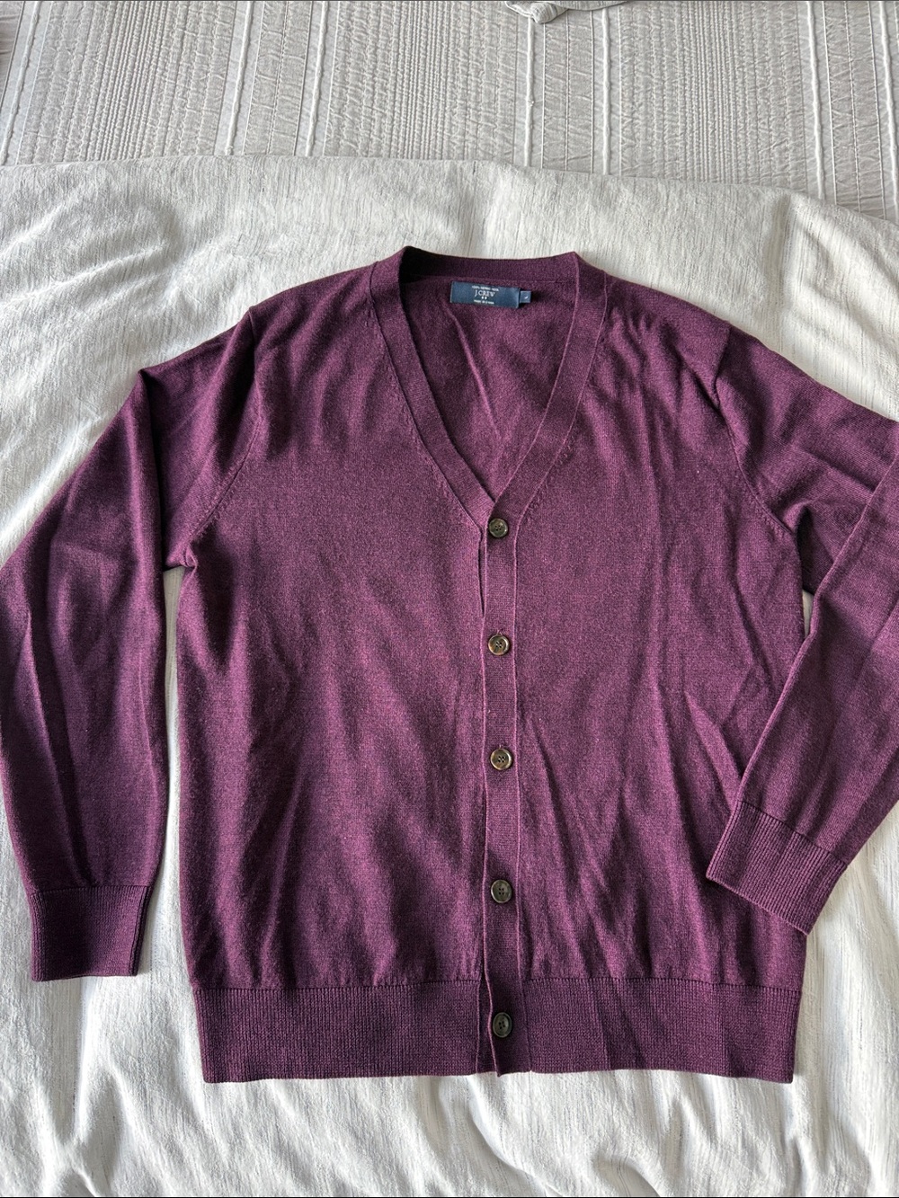 J. Crew Men's V-Neck Merino Cardigan - Plum